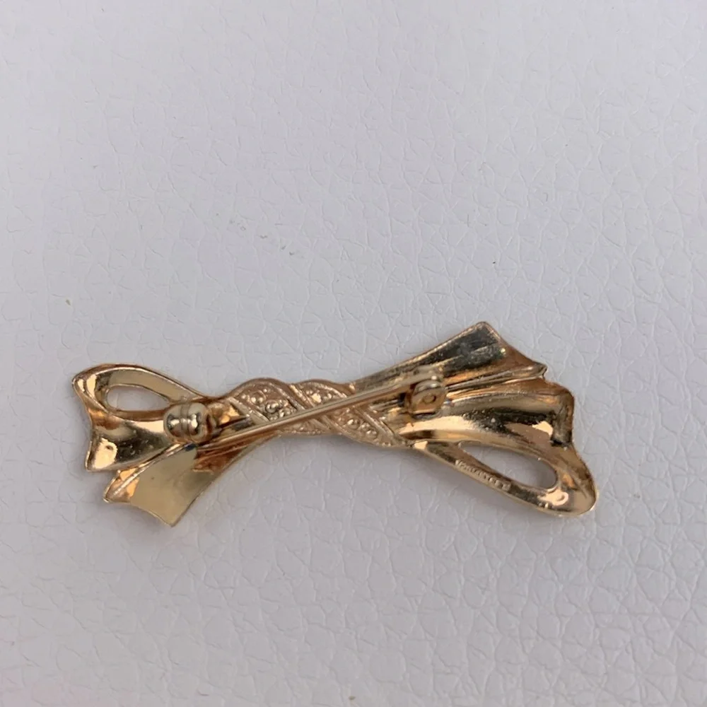 14K Gold Filled GF Bow Brooch pin 14K stamped Silver accent